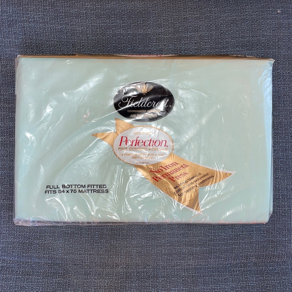 Fieldcrest vintage NOS full fitted mint green bedsheet